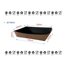 20 Open Food Tray, Kraft Paper Food Tray, Hot and Cold Food Tray, Premium Quality, Leak Resistant Food Tray, Webbed Food Tray (Trays Only)