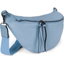 styleBREAKER Women's Half Moon Crossbody Shoulder Bag, Removable Adjustable Shoulder Strap, Plain Handbag 02012386, lightblue