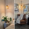 Hanging Lampshade with Plug, Outdoor Lamp, Hanging Boho Rattan Ceiling