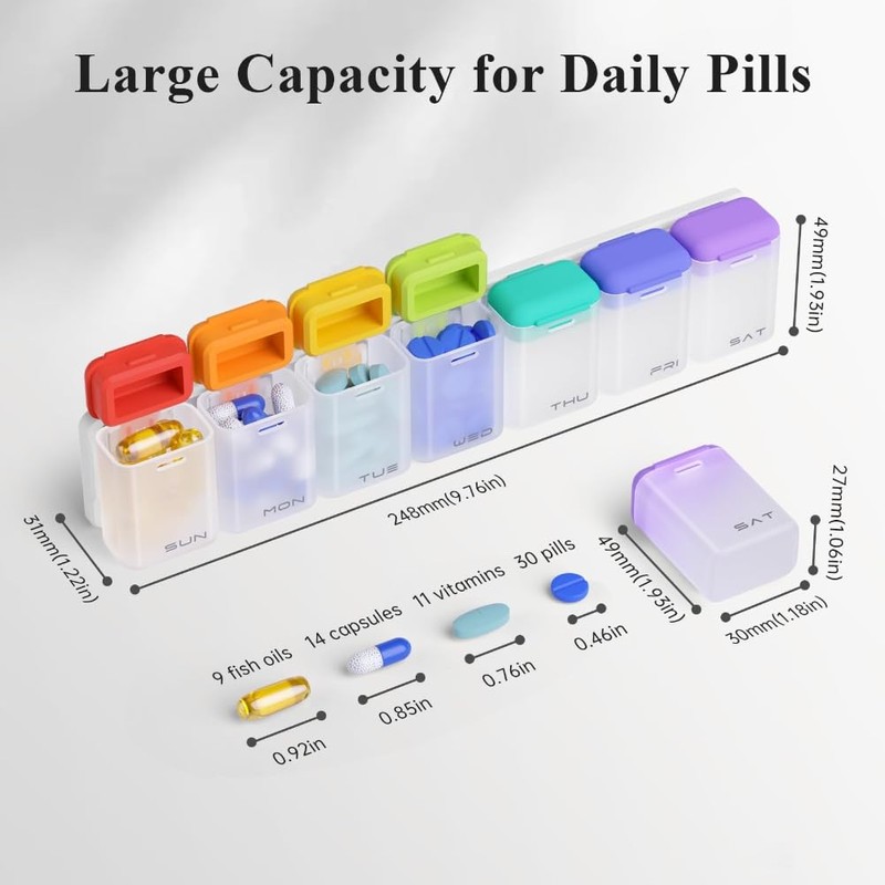 ZENWORYS Weekly Pill Organizer Magnetic Weekly Pill Organizer 1 Times