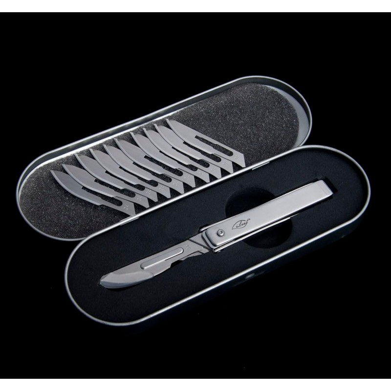 ILEAF Stainless Steel Pocket Folding Utility Knife with 10 Replaceable