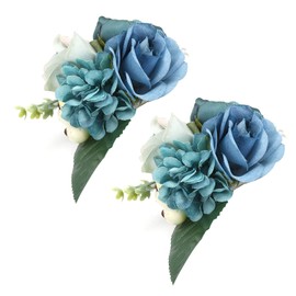 Juego de Ramillete de Flores de Muñeca, Pulsera de Boutonniere Flores de Mano para Decoración de Boda Fiesta Traje de Graduación