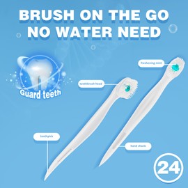KUGUAN Disposable Mini Toothbrush Travel Toothbrushes with Toothpaste Portable for Portable for Work or Travel Mint (Peppermint, 48 count-2pack)