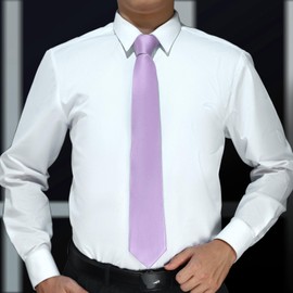 KOOELLE Men's Light Purple Tie Solid Pure Color Plain Neckties Formal Lavender Ties For Men