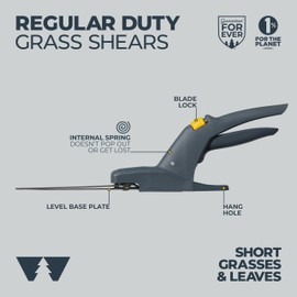 Woodland Tools Regular Duty Grass Shears – Fixed Steel Blades, Lightweight Manual Grass Clippers with Ergonomic Handle for Trimming Around Beds, Edging Paths, and Tight Spaces