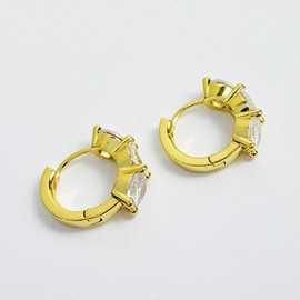 Evabelle Gold Hoop Earrings for Women 14K Real Gold Plated Huggie Hoop Earring Diamond Cut 5A Cubic Zirconia Cuff Earrings Cartilage Hoop Earring Huggie Stud for Men Teen 925 Sterling Silver Post Hypoallergenic (Hoops 12-14K Gold Plated)