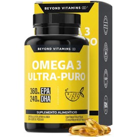 Omega 3 Premium 1000mg Certificado IFOS | Aceite de Pescado como TG | Alta Pureza y Concentración con Certificados Internacionales | Suplemento Alimenticio Beyond Vitamins - 60 cápsulas