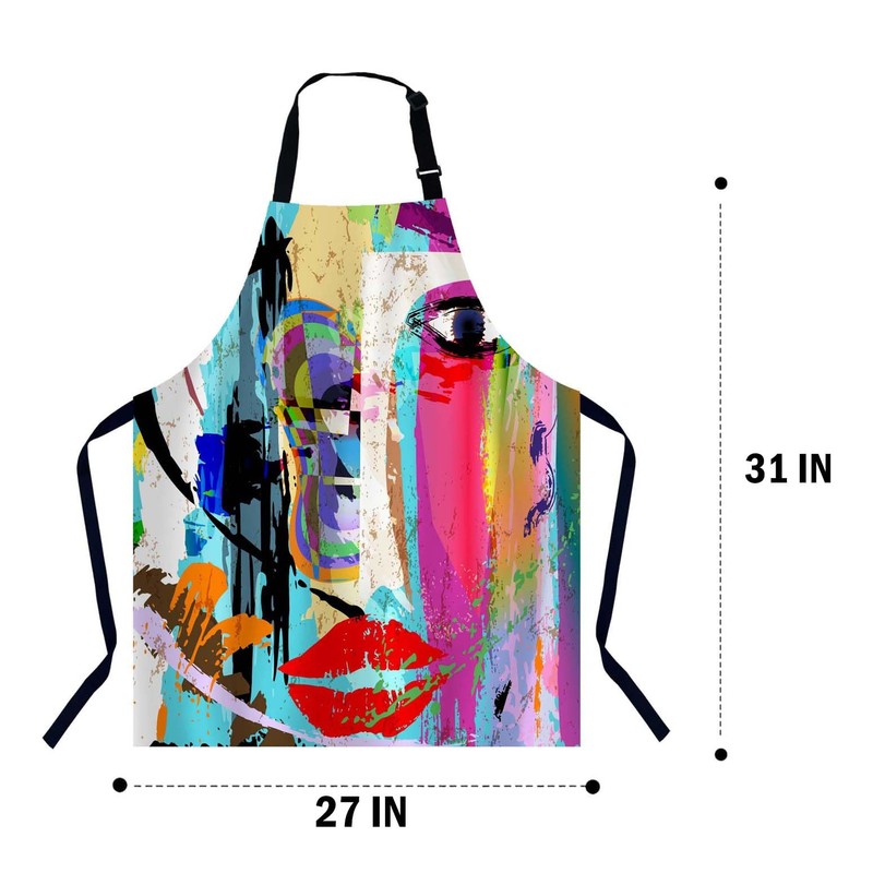 Xuwenz Rainbow Face Apron for Women Men, Adjustable Apron Cooking