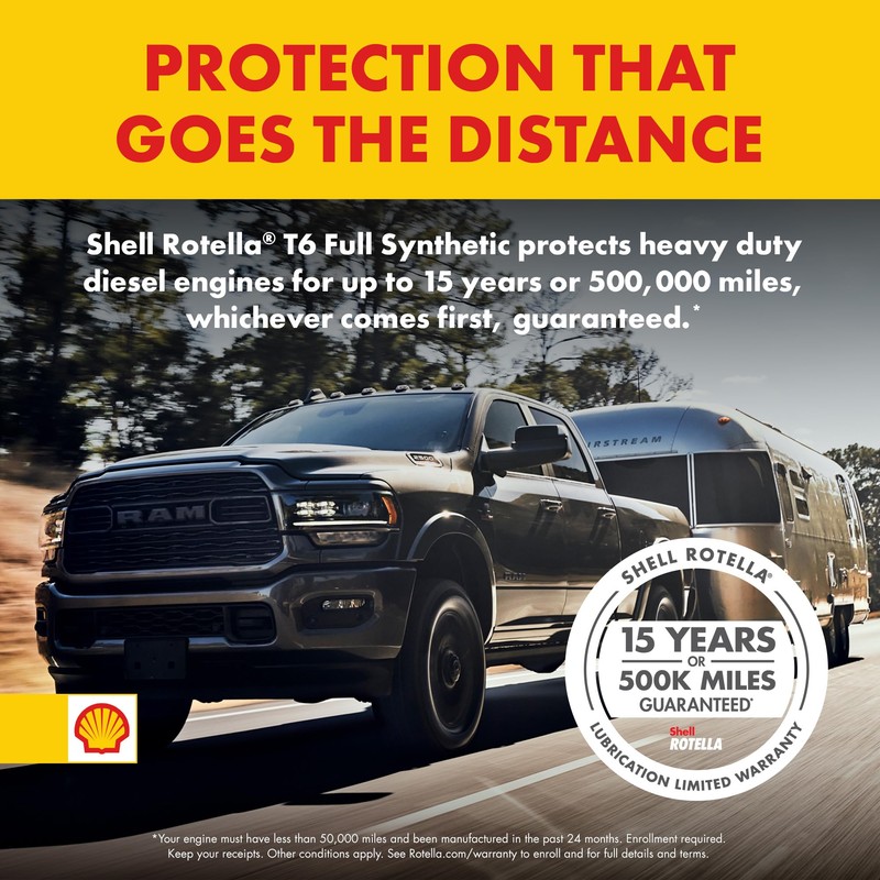 Shell Rotella 550046251 T6 Full Synthetic Multi-Vehicle 5W-30 Diesel Engine