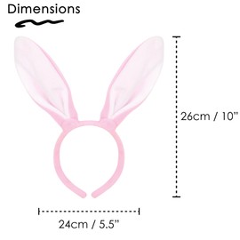 Easter Bunny Ears - 1x Pair of Pink Rabbit Ears + 1x Pair of Yellow Rabbit Ears - Easter Egg Hunt Fancy Dress Accessory Set