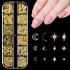 Gold Silver 3D Nail Charms with Elegant Star & Queen,