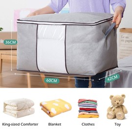 LATTCURE Pack of 3 Storage Bags, Foldable Storage Boxes, Large Durable for Bedding, Clothes, Blankets, Pillows, Quilt, Season, Items Storage
