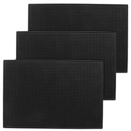 3 Pack Rubber Bar Mats, 18" x 12" Black Bar Service Mat, Spill Mat for Countertop, Bartending, Rubber Bar Mats, Efficient and Stylish Solution for Every Bartending Need,by KUKLIPJIM
