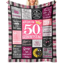 Keyck 50th Birthday Women, 50th Birthday Women, Gifts for 50th Birthday Woman, Birthday Gift for Women 50, 50th Birthday Women Gift, Funny Birthday Decoration Cuddly Blanket 150 x 130 cm