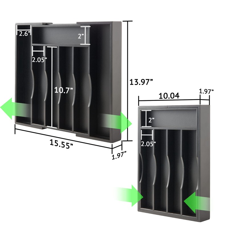oridom Expandable Bamboo Kitchen Drawer Organizer for Cutlery and Utensils,