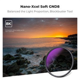 K&F Concept 52mm Soft GND8 Graduated Lens Filter GND ND0.9 (3 Stops, 12.5%) Optical Glass Gradient Neutral Density Optical Glass for DSLR Camera (Nano-X Series)