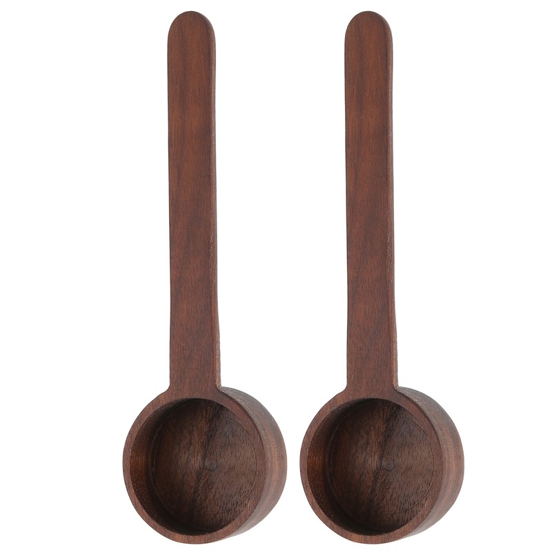 2Pcs Walnut Coffee Bean Measuring Spoon Food Grade Salt Spoon