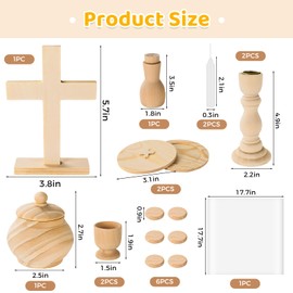 Catholic Gifts for Kids Catholic Mass First Communion Gifts Wooden Mass Play Set Includes Altar Cross Chalice Monstrance Box Flagon Candle Holders Candles Paten Communion Wafers Holy Cloth