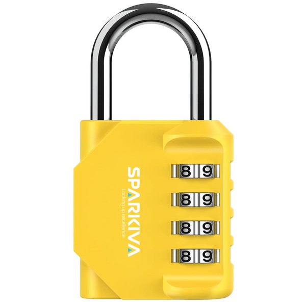 Sparkiva Combination Padlock with Code, 4 Digit Heavy Duty Padlock