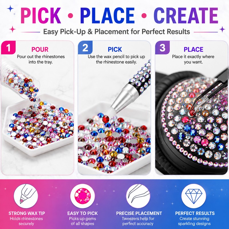 Resin Rhinestone Kit for Bedazzling – 40-Color Flatback Gems with