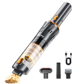 YTE PRO Handheld Vacuum Cordless 15000PA Car Vacuum 3-in-1 Hand Held Vacuums 1.1 Pounds Hand Vac Cordless Rechargeable One-Touch Empty for Cleaning Cars Offices Homes Pet Hair and Dust (Orange)