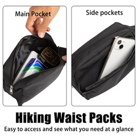 Bumbags Waist Fanny Packs,Fashion Bum Bag with Adjustable Belt,Waist Bag for Sport Running Hiking Jogging Travel Cycling Walking Shopping(Black)