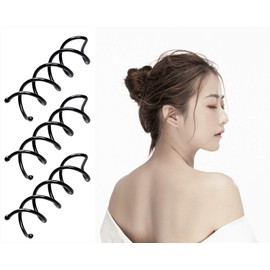 Mini Skater 4Pcs 1.88 inch Length Spiral Hair Pin Spin Twist Pin for Women DIY Hair Style, Black