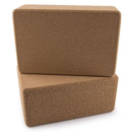 DA VINCI Set of 2 Premium Natural Cork Yoga Blocks High Density 9 x 6 x 4 Inch Each, No Logo on The Blocks