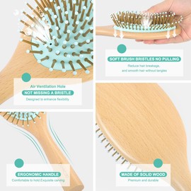 BELICOO Bamboo Hair Brush, Boar Bristle Brush for Women, Professional Bamboo Paddle Brush, No Pull and No Hurt to Hair, Improving Hair Texture
