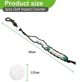 DHWEKU 2 x golf impact counter, golf counting chain, golf stroke counter, golf score counter, golf counter scorer, golf beads stroke counter, golf score stroke beads with clip, suitable for men and