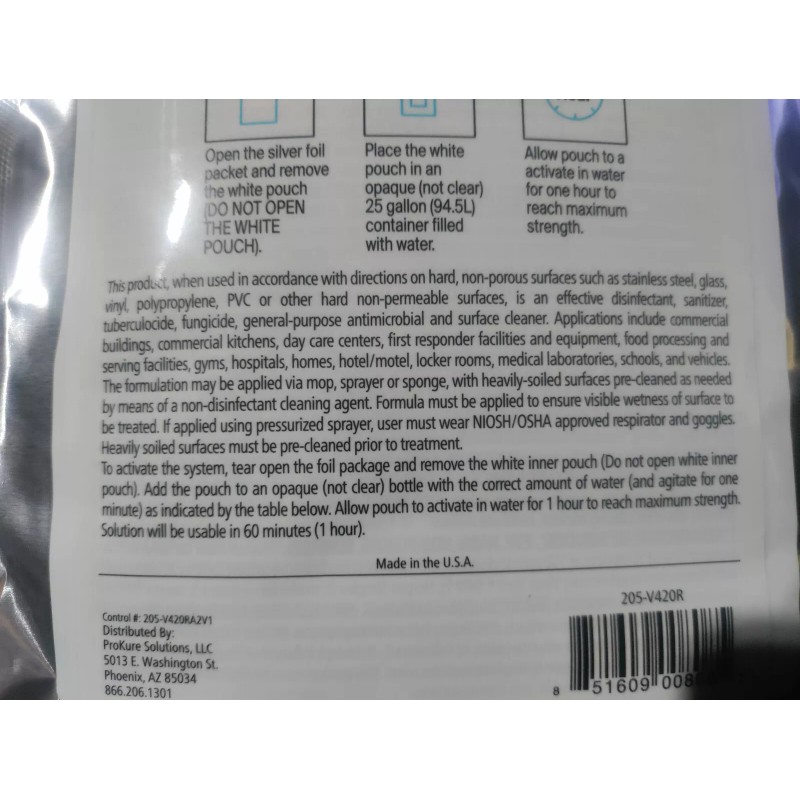 4.2oz packets ProKure V Mold and Mildew eliminator / Disinfectant