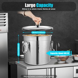 304 Stainless Steel Airtight Canister for Kitchen, 3.2Gal Canisters Container with Lids and Sturdy Locking Clamp, Bucket Food Storage Containers Airtight for Flour Coffee Bean Tea (Silver-12L)