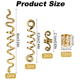 26pcs Gold Hair Accessories for Women, 4 Styles Gold Hair Jewelry for Braids Metal Dreadlock Beads Set Snake Clips Women Fashionable Decoration Multiple Hairstyles