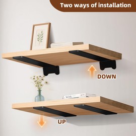 Floating Shelf Brackets Heavy Duty Industrial Garage Shelf Bracket for Corners Black Metal Wall Mount Hardware for Wood Shelf Support Without Wood Board