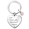 QMVMV Funny Pigeon Keyring Gifts Animal Lover Gift Just A