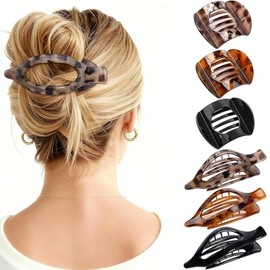 6 Horquillas para Mujer y Niña, Pinzas para el Pelo Cómodas con Sujeción Segura y Dientes Interiores, Pinzas para Cabello planas y Curvas Resistentes y Antideslizante Para Cabello Grueso y Fino