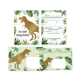 Minkocards 12 Invitation Cards Children's Birthday Party Boys Dinosaur with 12 Envelopes Invitations Boys Birthday