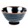 Japanese Ceramic Rice & Soup Bowl with Black Tenmoku Glaze
