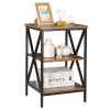 Segawe 24'' End Side Table with Storage Shelf and X-Shaped