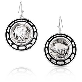 Montana Silversmiths Buffalo Plains Unique US Nickel Design Hypoallergenic French Wire Earrings