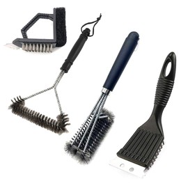 SALUDABLE BBQ Brush Grill Brush for BBQ Netting Griddle Camping Cleaning Set of 4