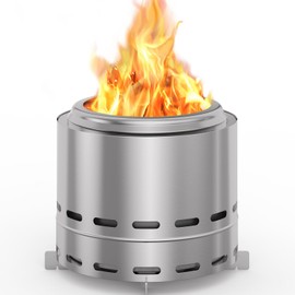 ROOMTEC 15" Smokeless Fire Pit, Portable Outdoor Firepit with Stand and Bag, Easy Clean Wood Burning Fireplaces with Removable Ash Pan, Low Smoke Bonfire for Camping, Patio and Outside