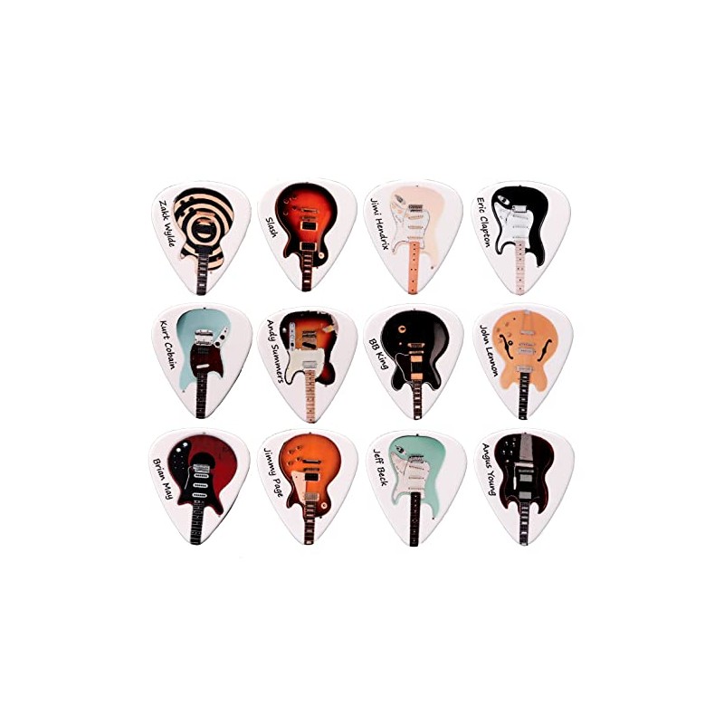 12 Guitar Plectrums featuring Famous Guitars - Harmony Picks