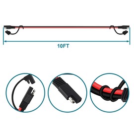 MENTBERY SAE Extension Cable, 10FT 12AWG SAE Battery Connector, SAE Connector for Automotive RV Solar Panel
