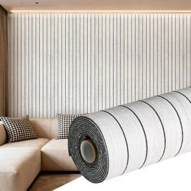 DULEIXUFHEE PVC Slat 3D Wall Panel Peel and Stick, Bright Gray, 15.7"x118"