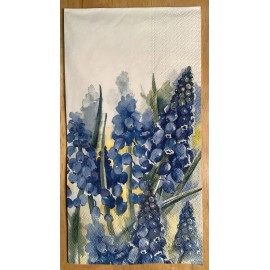 TWO Spring Flowers Grape Hyacinths Pearls Purple Paper Napkins Decoupage Grapes