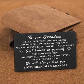 DEGASKEN Our Grandson Wallet Card - We Will Always Love You - Grandson Gifts from Grandma and Grandpa, Grandson Graduation Card from Grandparents