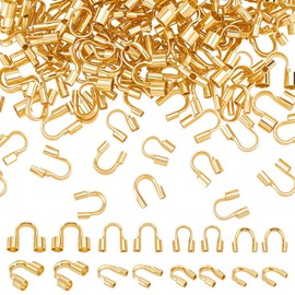 CRAFTYMELODY 160Pcs Wire Guardian and Protectors 4 Styles 18K Gold Plated U Shape Wire Guard Loops Thread Protector Findings for Earring Bracelet Necklace Jewelry Making DIY Craft Supplies