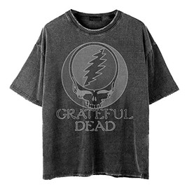 Grateful Dead Unisex's Standard Stealie Vintage Faded Washed T-Shirt, Black