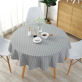 KTCINA Round Tablecloth 100cm Cotton Linen Tablecloth Rode Simple Nordic Style Washable Wrinkle-Free Decoration for Kitchen Dining Table (Grey, 100cm)